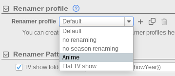 Renamer profile selector Renamer profile selector